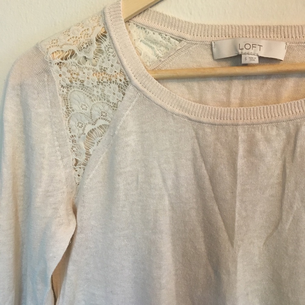 💕LOFT Lace Sweater Oatmeal